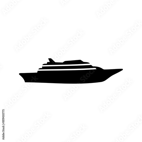 Black silhouette icon of a luxury yacht or cruise ship Vector