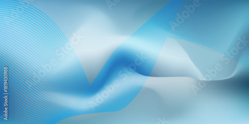 Abstract glowing wave lines on dark blue background. Dynamic wave pattern. Modern flowing wavy lines. Futuristic technology concept. Suit for banner, poster, cover, brochure, flyer, 