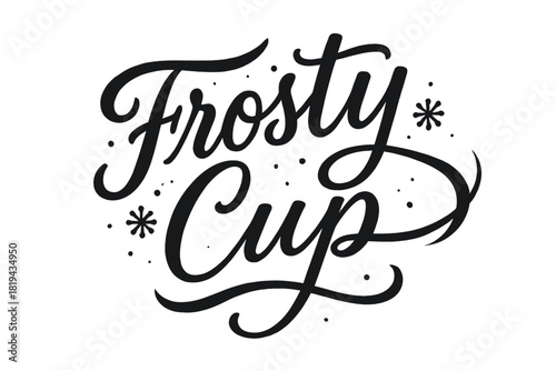 Frosty Script Hand-Lettering. Frosty Cup — Script Hand-Lettering: fluid brush cursive with long flowing