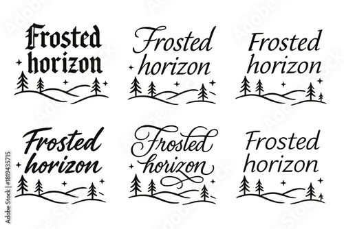 Frosted Horizon Calligraphy. Frosted horizon. Create a calligraphy lettering illustration of the phrase: