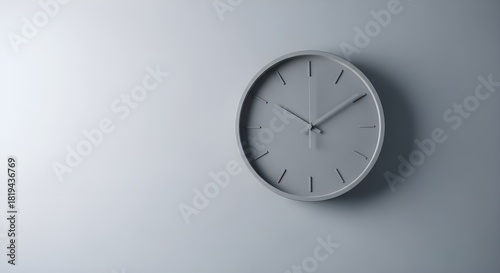 Wallpaper Mural Minimalist and Modern Grey Wall Clock with a Simple Dial, Highlighting Clean Design and Symmetry Against a Light Background. Torontodigital.ca