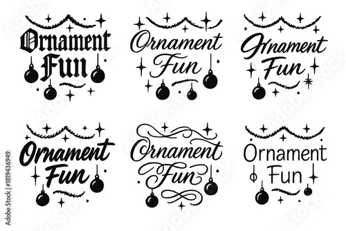Ornament Fun Calligraphy. Ornament fun. Create a calligraphy lettering illustration of the phrase: Ornament