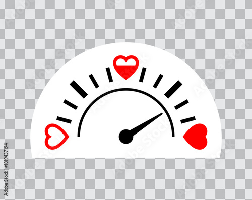 Speedometer with hearts. Isolated vector illustration for Valentine's Day