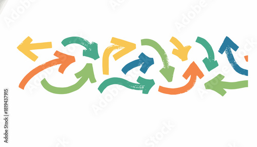 Colorful Arrows Pointing in Various Directions Visualizing Choices and Guidance