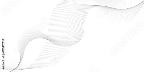 Undulate gray wave swirl. frequency soundwave; twisted curve lines with blend effect. Technology, data science, geometric border pattern. Isolated on white background. Vector illustration 