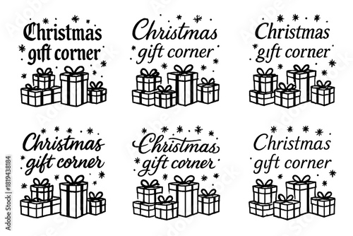 Christmas Calligraphy Styles. Christmas gift corner. Create a calligraphy lettering illustration of the phrase