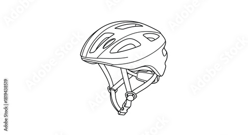 Simple line art illustration of a bicycle helmet an essential safety gear for cycling enthusiasts and outdoor adventurers.