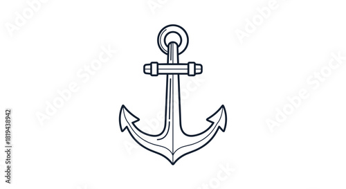 Simple line art illustration of a ship's anchor an iconic symbol for nautical themes stability and maritime adventure.