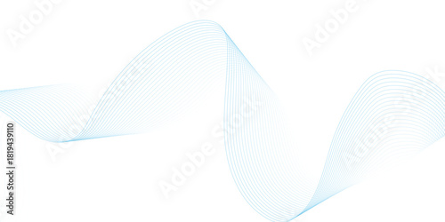 Abstract blue smooth wave on a white background. Dynamic sound wave. Design element. Vector illustration.	