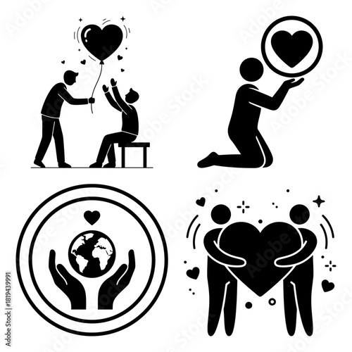 Thank Day Hobbies icons study cooking gardening illustrations