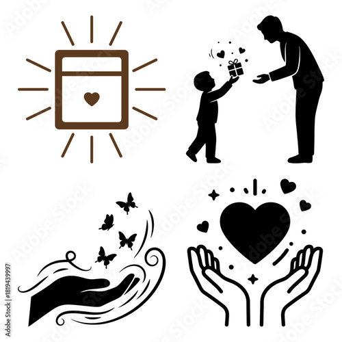 Thank Day Icon set of laundry clothes cleaning elements