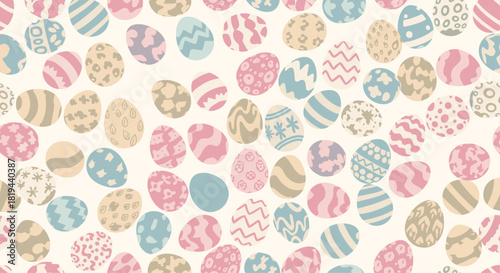 Seamless pattern with various colorful decorated easter eggs a festive and cheerful background for spring holiday designs.