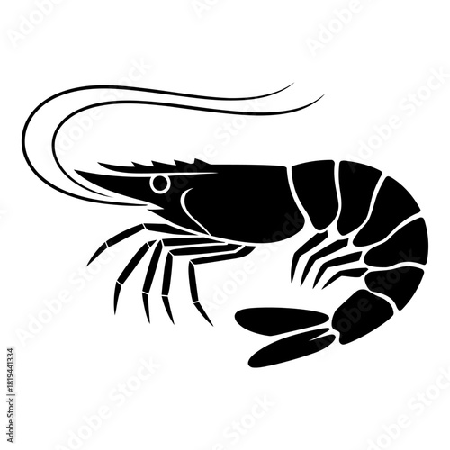 shrimp icon Silhouette vector style on white background