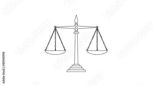 Golden scales of justice symbol representing the concept of legal equality and balance in the law court system