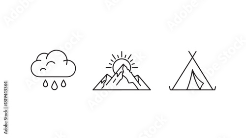 Family in the forest vector icon concept set with people in heart form illustration symbol art design for business logo travel