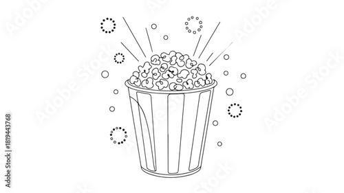 Vector illustration of various glass containers including a wine glass, bowl, and cup, with a red container of movie popcorn snack