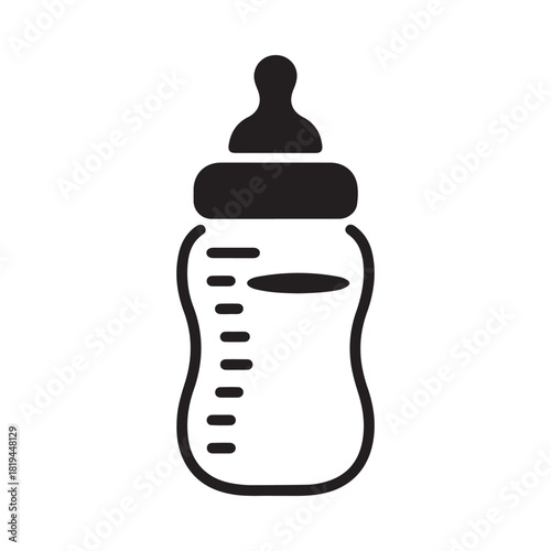 Simple black and white icon of a baby feeding bottle