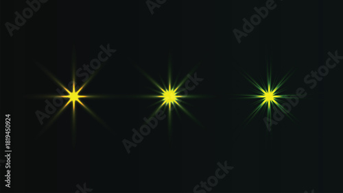 Wallpaper Mural Three bright yellow starburst lens flare light effect elements on dark background Torontodigital.ca