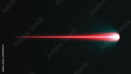 Abstract bright red laser beam light streak motion effect on dark background