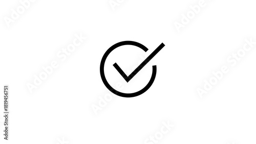 Chick list icon on circle. black Tick mark animation on a white background , tick mark symbol ok button animated, with 4k video animation.