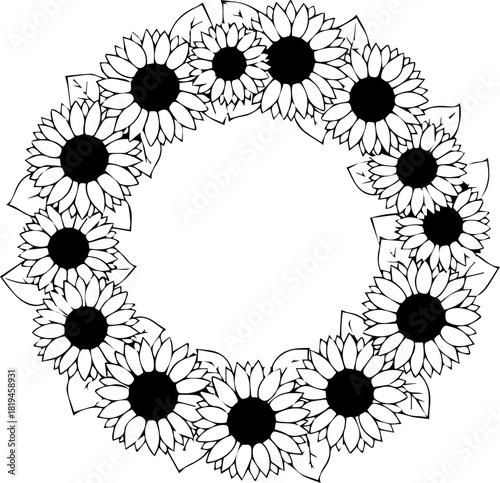 Photography Charming sunflower wreath design brings natural beauty and rustic elegance to your creative projects, evoking warmth and joy