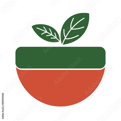 Plant in pot illustration with leaf on white background organic growing for branding logo food nature botany agriculture and environment