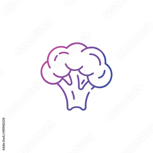 Broccoli vegetable icon with gradient outline and artistic detail for healthy food design