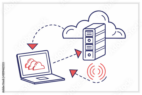 Cloud Storage Illustration Set Secure Data Backup, Cloud Computing, File Management Vector