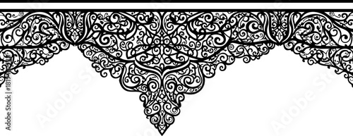 Elegant black ornate scrollwork border design with intricate swirling patterns adds sophisticated flourish to any project