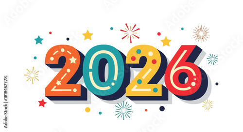 Colorful Festive 2026 Year Celebration Design.