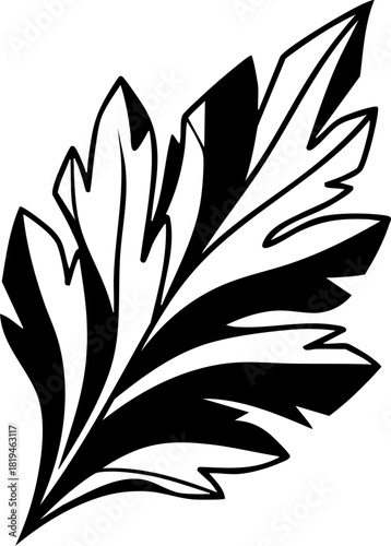 Elegant black and white botanical leaf design adds classic decorative flair to any creative project seeking timeless natural beauty