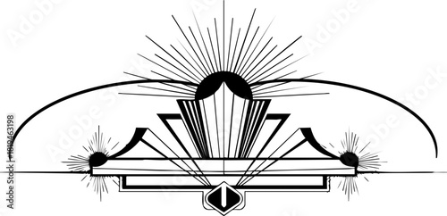 Elegant art deco sunburst emblem evokes vintage luxury and timeless style perfect for branding or decorative elements