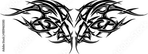 Dynamic black tribal design element evokes powerful strength and edgy style for modern applications