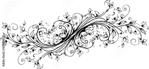 Elegant hand drawn floral flourish design adds timeless beauty and sophisticated charm to any creative project