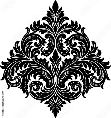 Elegant black floral flourish design evokes timeless luxury and sophisticated decorative art perfect for premium branding and invitations