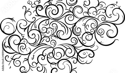 Elegant floral flourish design element adds sophisticated vintage charm to invitations, cards, and decorative projects