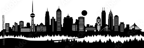 Dynamic urban skyline silhouette captures modern city energy, offering a striking visual for business and travel themes.