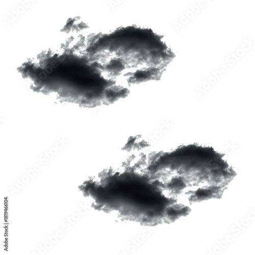 Clip art of abstract clouds and cumulus on a clear backdrop with sky elements