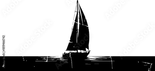 Sleek sailboat glides across vast ocean waves, embodying freedom, adventure, and the thrill of open water journeys.