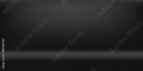 Empty black studio bg with limbo for product show. 3d render of room podium background with floor and wall. Simple scene with dark grey surface for goods presentation and black friday. 3D Illustration