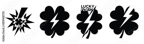 Illustration of the lucky flash simple silhouette vector icon set. happy New Year 2026 vector icons collection.