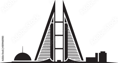 Bahrain financial harbour cityscape silhouette modern architecture vector illustration landmark