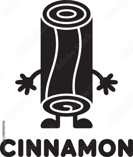 cinnamon stick cartoon character with arms and legs isolated on transparent background