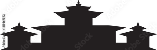 Kathmandu city skyline silhouette with royal palace vector graphic illustration of famous places