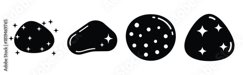 Illustration of the sparkle pebble simple silhouette vector icon set. happy New Year 2026 vector icons collection.
