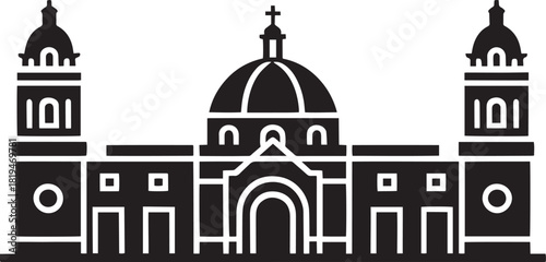 Metropolitan cathedral of mexico city vector silhouette historical building urban landmark