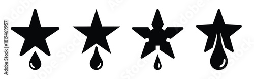 Illustration of the star drop simple silhouette vector icon set. happy New Year 2026 vector icons collection.