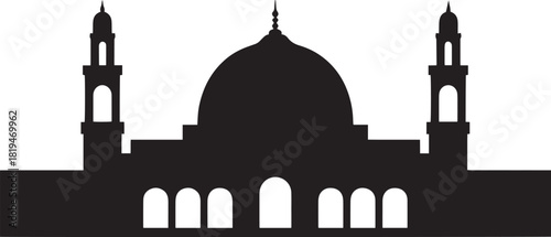 Sheikh zayed mosque abudhabi silhouette islamic architecture landmark vector illustration