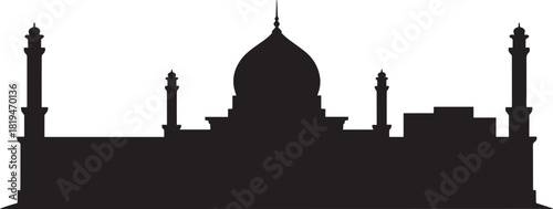 Taj mahal silhouette vector icon indian famous historical building architectural landmark