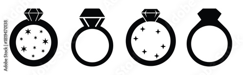 Illustration of the starlit ring simple silhouette vector icon set. happy New Year 2026 vector icons collection.